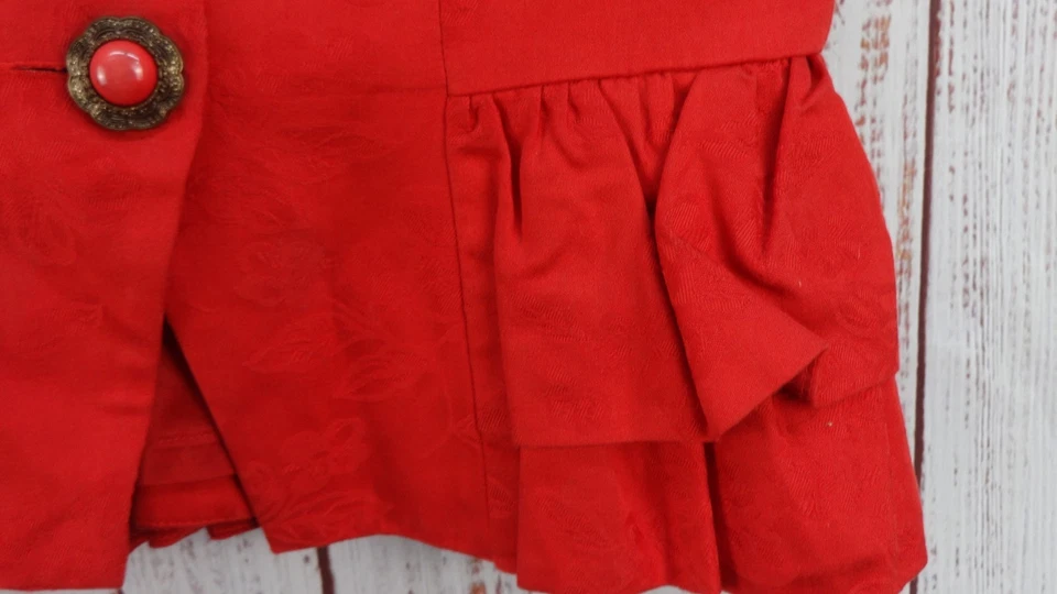 Blazer David Warren Nueva York Mujer 8 Rojo Abotonado Volantes Manga Corta De Colección Foto 3 de 4