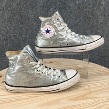 Converse Chuck Taylor All Star Shoes Mens 8 Womens 10 High Top Sneakers Silver