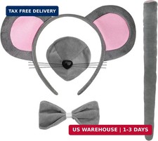 Animal Costume Set - Animal Ears Headband, Nose and Tail, Bow Tie for Cospaly Pa