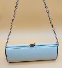 Vintage Clutch Schultertasche weiß creme Metall abnehmbarer Riemen **LESEN**