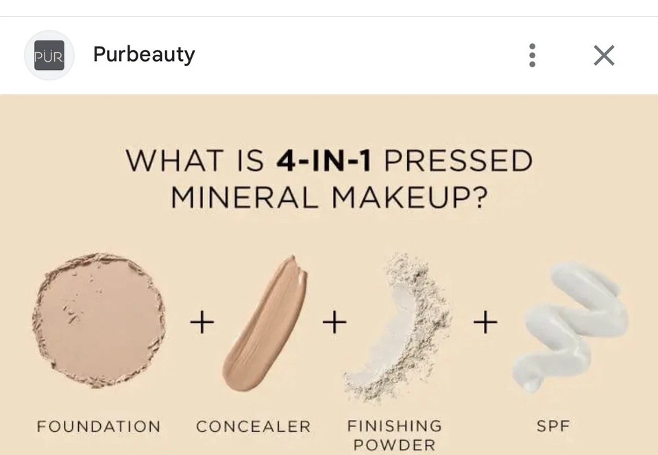 $32 MSRP PUR Beauty 4-in-1 Pressed Mineral Makeup Powder Foundation with SPF  - Image 4 of 4