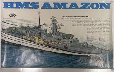 Royal Navy Poster HMS Amazon Type 21 Fregatte Rekrutierung 70er Jahre Original V selten