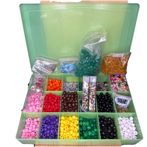 Assorted Beads Jewelry Making Kit 18 Compartments Plastic Box Crafting Supplies