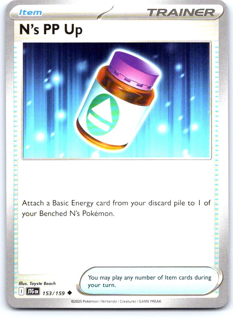 N's PP Up 153/159 Uncommon Journey Together Pokemon Near Mint