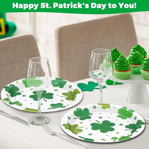 QZYL 50 STCK. St Patricks Day Pappteller, 9 Zoll Grün 9 Zoll, - Bild 5 von 7