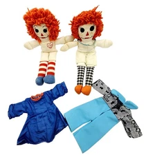 Vintage Pair of Handmade Ragedy Ann Dolls 15"
