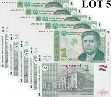 Tajikistan 1 Somoni 1999 P 14A UNC 1/20 Bundle Lot 5 pcs