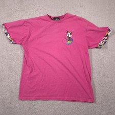 Vintage Disney Minnie Mouse Shirt Adult L/XL Pink Travel Graphic Tee USA 90s