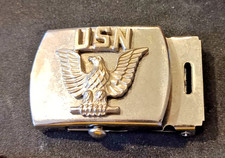 USN United States Navy Belt Buckle Solid Brass Made in USA