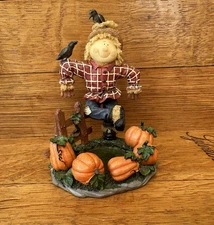 Home Interiors and Gifts Scarecrow Figurine Candle Holder Fall Autumn Decor