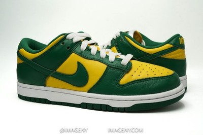 NIKE DUNK LOW USED SIZE 5.5 BRAZIL VARSITY MAIZE PINE GREEN WHITE CU1727 700
