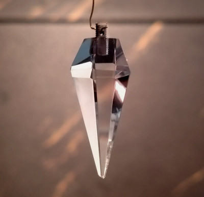 BOHEMIA CRYSTAL PENDANT, DIAMOND CUT, H 40 mm, WITH THREAD, HAND MADE