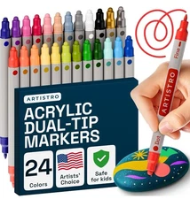 ARTISTRO Vibrant Acrylic Paint Markers for Rock, Fabric, Glass, Wood, Paper, Cer