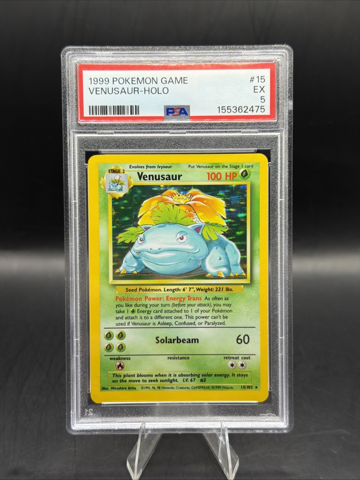 Pokemon Venusaur Base Set 15/102 Holo Rare 1999 Wizards PSA 5