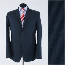 Mens Summer Blazer 42R UK Size JAN PAULSEN Striped Blue Cotton Sport Coat Jacket