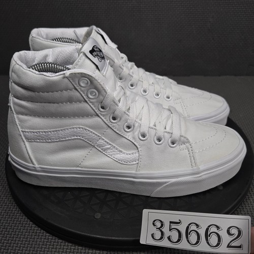 Vans Sk8-Hi Shoes Womens Size 7.5 White Canvas High Top Skate Sneakers Athletic