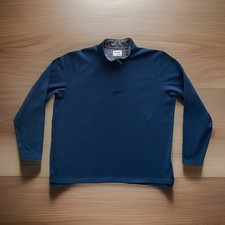 WRANGLER Authentics Men's XL Navy Blue 1/4 Zip Knit Sweater Fleece Lining