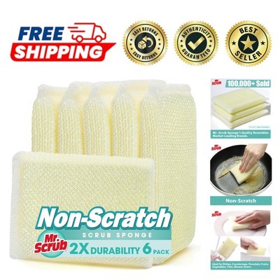 Non-Scratch Kitchen Sponge Set - 6 Reusable Foam Pads for Effortless Cleaning
