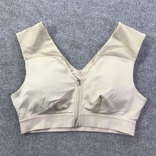 Tommie Copper Sports Bra Womens Large Beige Front Zip Mesh Support Copper Znergy