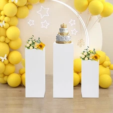 3 PCS Display Pedestal Stands White Square Tall Pedestal Stands Pedestal Wedding