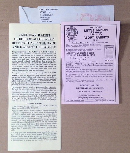 American Rabbit Breeders Association Advertising Pamphlet Little Known Facts