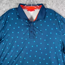 Redvanly Shirt Mens Size Extra Large Blue Floral Short Sleeve Polo Performance