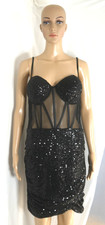Fashion Nova Black Sequin Corset Dress  Bodycon Party Clubwear Women's 3X New