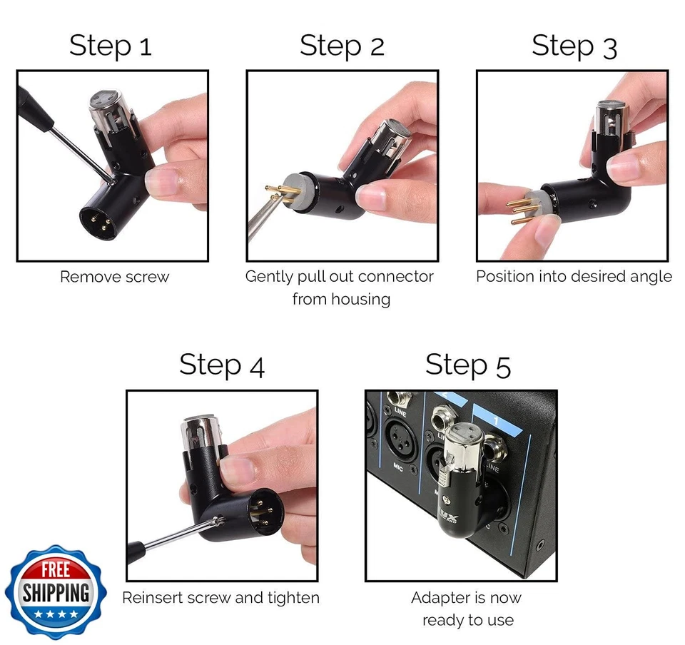 Угловой адаптер LyxPro XLR двойной штекер и гнездо можно расположить на 4 разных - Изображение 4 из 4