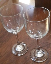 Antique Victorian Port Sherry Glasses x2 19thC Hand Blown Folded Foot No Damage