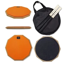 12-Inch Double-Sided Silent Drum Practice Pad with Sticks & Carry Bag