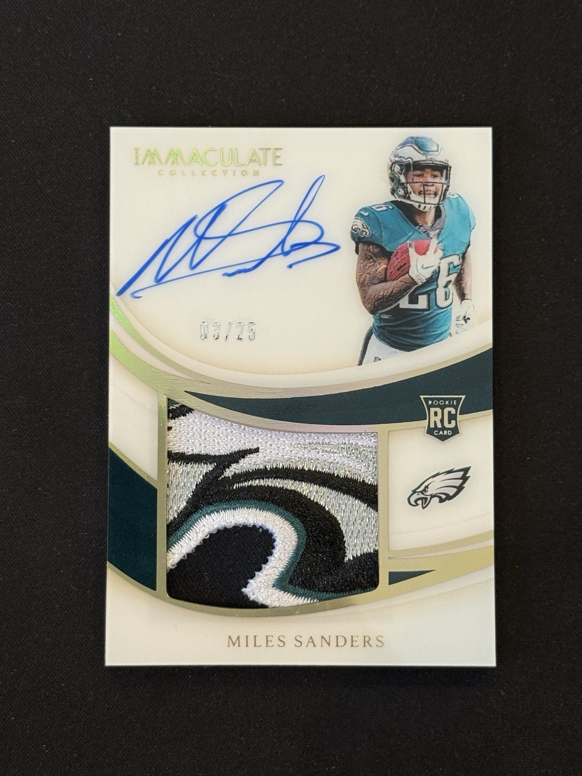Miles Sanders Panini Immaculate Premium Patch Rookie Autographs #PPMS Gold