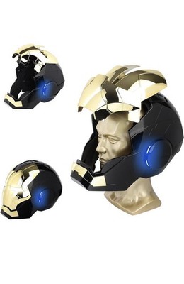 Iron Man black and gold Mk5 1:1 Electric Helmet Jarvis Voice Control