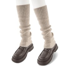 Leg Warmers for Women Winter Fashion Knitting Black Leg One Size Oatmeal