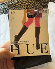 NWT Hue Super Opaque Tights w/ Control Top 1 Pair Size 1 Graphite Heather 831K