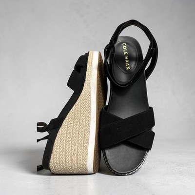 Cole Haan Grand Zero Woman's 7.5 Sandals Romantic  Boho Wedge Suede