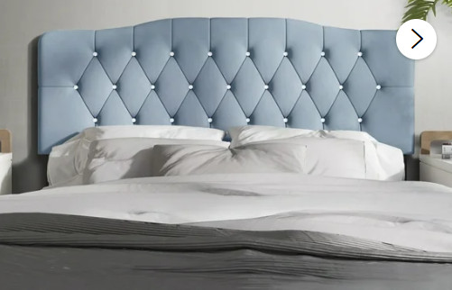 Upholstered Full Size Headboard Only Light Blue Adjustable Height Diamond Tufted