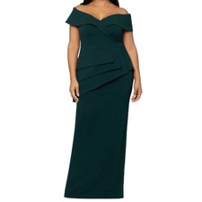 Xscape Women’s Off the Shoulder Evening Gown Pine Green Sz 8