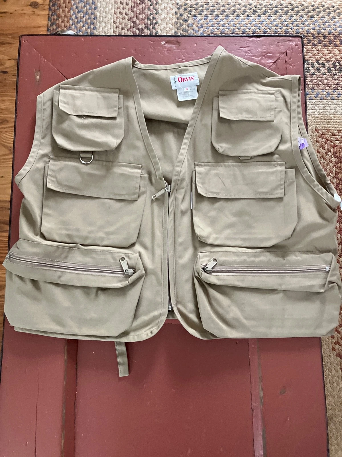 Vtg Orvis Beige Utility Vest Fishing Multi Pocket Men’s Size Small