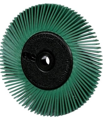 27605 Scotch-Brite 50 Grit Radial Bristle Brush w/ Adapter, Green, 6 x 1/2  x 1 
