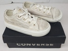 Converse All Star 763174C Gold Whit Sparkle Shoes Size 7 Infant With Box