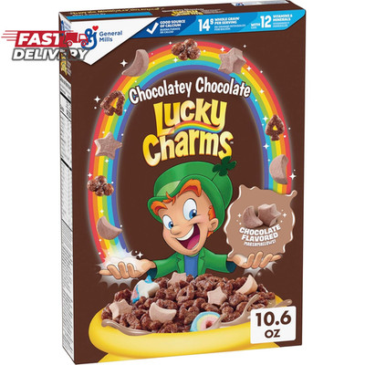 Lucky Charms Chocolatey Chocolate Cereal with Marshmallows, Kids Breakfast Cerea