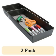 2-Pack Gray Drawer Organizer Trays 6x15x2 Inches Under Sink Storage Bins
