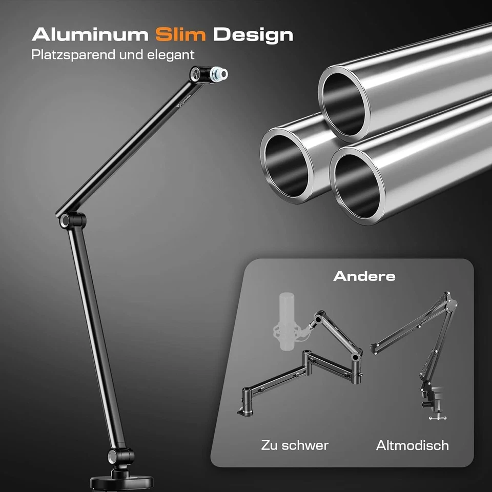 ZOCKADEL Mikrofon Arm Tischhalterung – Slim Design, RGB Basis, 360° Drehung - Bild 2 von 4