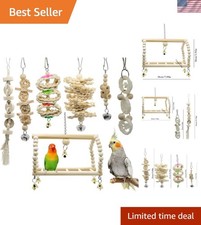 7-Piece Wooden Bird Swing  Chewing Toys for Small Parakeets  More