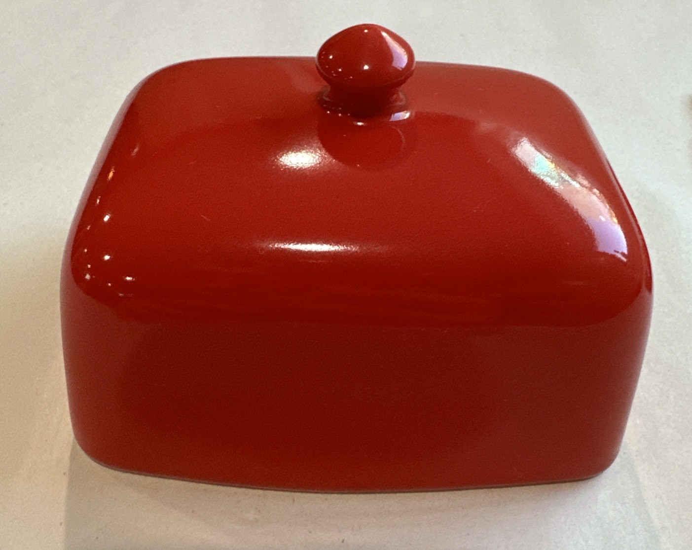 Biscuit Red Half Stick Ceramic 2pc Butter Dish Cheese Dish Microwave Safe