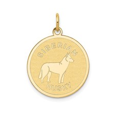 Dije de disco colgante husky siberiano de oro amarillo de 14k joyería para perros unisex simbólico