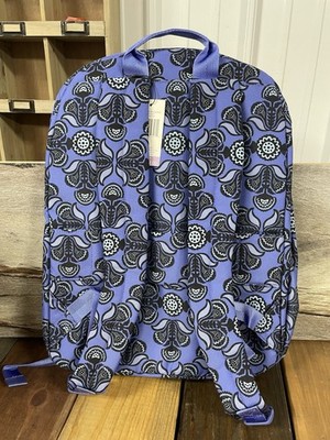 Vera Bradley XL Backpack Baja Blue Tile NWT Carry On Laptop Travel