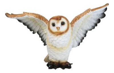 Realistic Woodlands Wildlife Common Barn Owl Bird Spreading Its Wings Statue 8''W