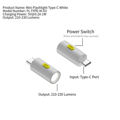 Für Mini LED USB C Taschenlampe 210 230 Lumen Schlüsselanhänger Taschenlicht