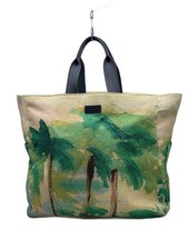 Borsa tote EMPORIO ARMANI cotone verde fantasia totale Y4N169 usata
